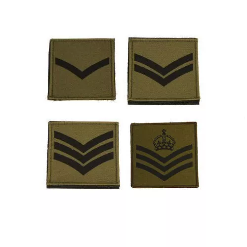 2x Olive Subdued British Army Rank Patch Hook and Loop UBACS Shirt Badge 70x70