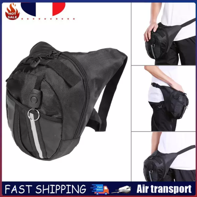 Men Motorcycle Leg Belt Bags Thigh Waist Fanny Pack Pouch (Black) FR