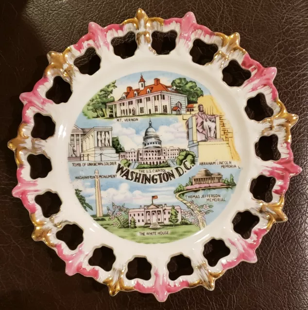 VTG Washington D.C. Reticulated Collector Plate Silberne Product Made in Japan