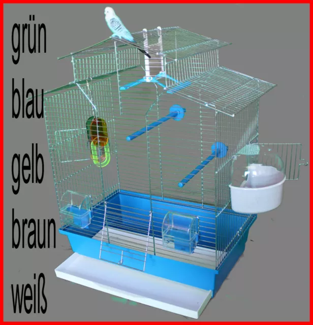 60 cm Vogelkäfig Vogelbauer super Ausstattung mit 3 extras 5 Farben Top Qualität