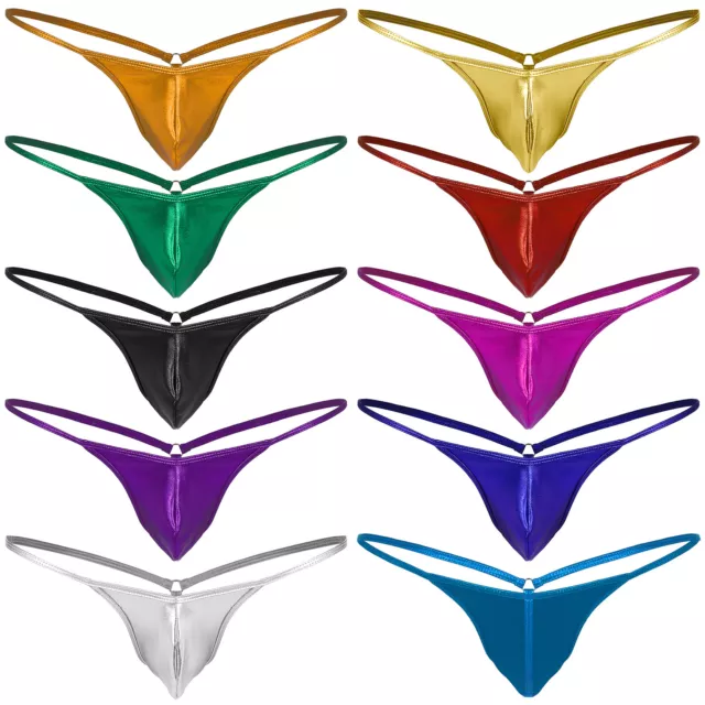 MENS LINGERIE G-STRING Thong Shiny Metallic Bikini Briefs Underwear ...
