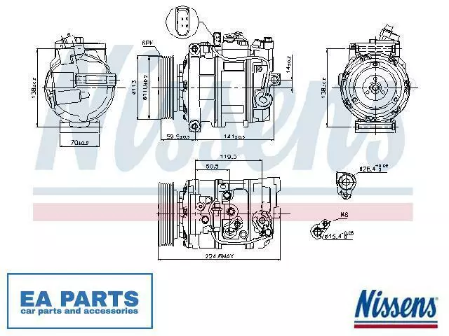 Compressor, air conditioning for AUDI VW NISSENS 89091