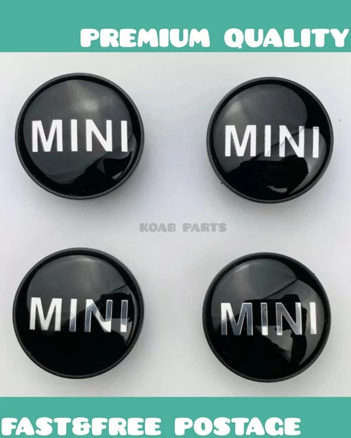 Set of 4 MINI ALLOY WHEEL CENTRE HUB CAPS BADGE BLACK 54mm COOPER ONE S (4pcs)