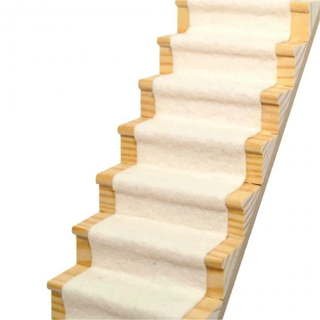 Escalier Miniature Bois 1:12 Pour Maison De Poupée – Bouleau, Coins Arrondis – 15 Pièces – Droit – Cadeau Filles 3-12 Ans