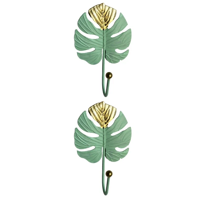 2 Pcs Leaf Shape Wall Hook Hanger Clothes Rustic Home Decor Towel