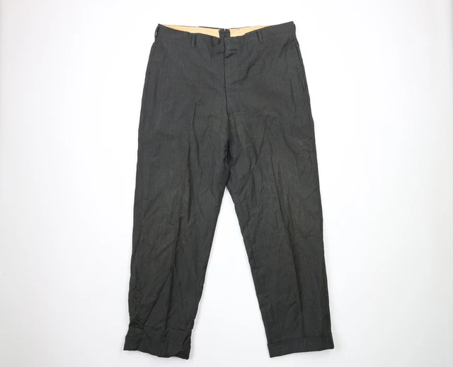 VTG 40S 50S Streetwear Mens 36x30 Wool Cuffed Wide Leg Pants Trousers