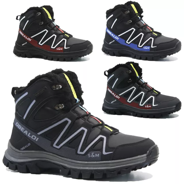 Mens Hiking Fur Boots Walking Ankle Winter Trail Trekking Trainers Shoes Size