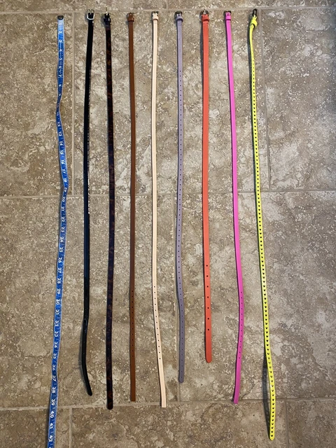 LOT of 8 J.CREW / MADEWELL Skinny Leather Belts S Small Pink Red Black Tan Purp