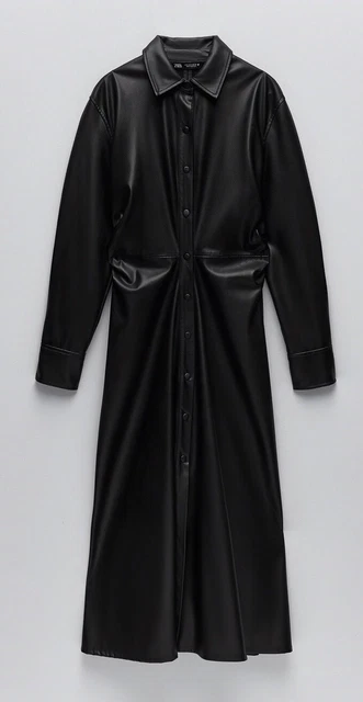 ZARA BLACK BUTTON Through Faux Leather Midi Dress Xs Nwt 34.95 - PicClick UK ZARA BLACK BUTTON Through Faux Leather Midi Dress Xs Nwt 34.95 - PicClick UK