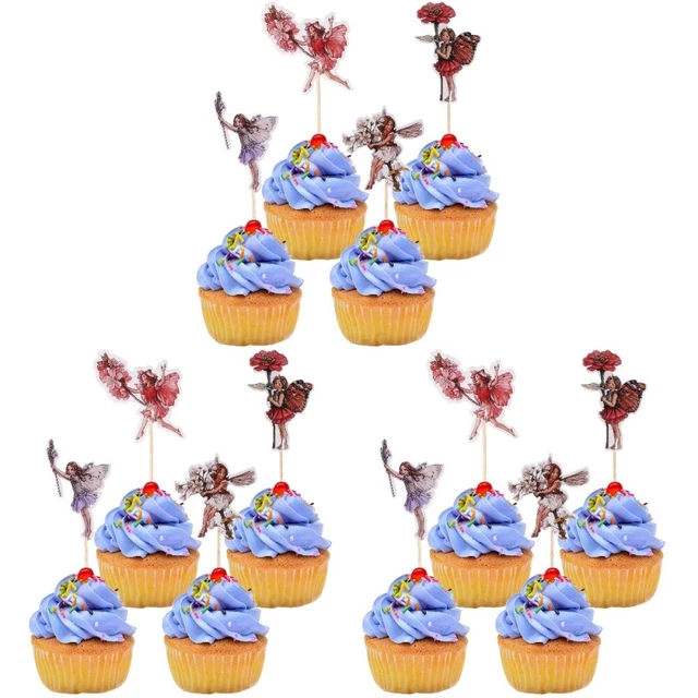 Set 3 Fairy Cake Toppers Cupcake Flower Ornament Baby Bride Ingredients Girl