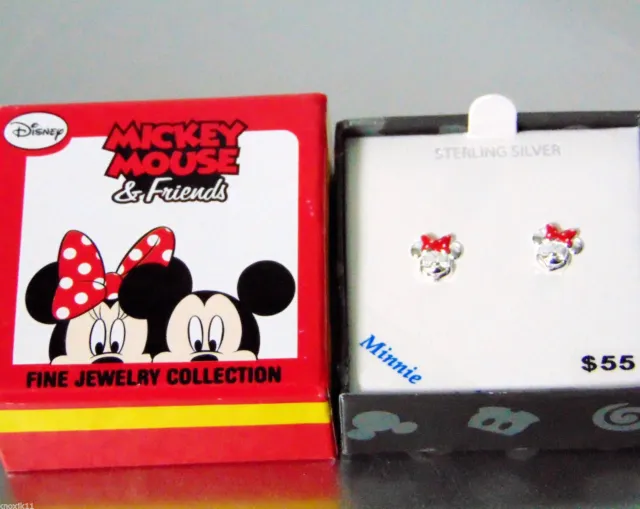 NEW Disney Sterling Silver Mickey's MINNIE MOUSE PIERCED EARRINGS Childrens Stud