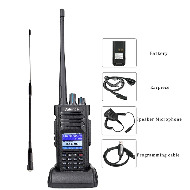 DMR HAM RADIO Ailunce HD1 GPS Walkie Talkie Long Range VHF+UHF IP67