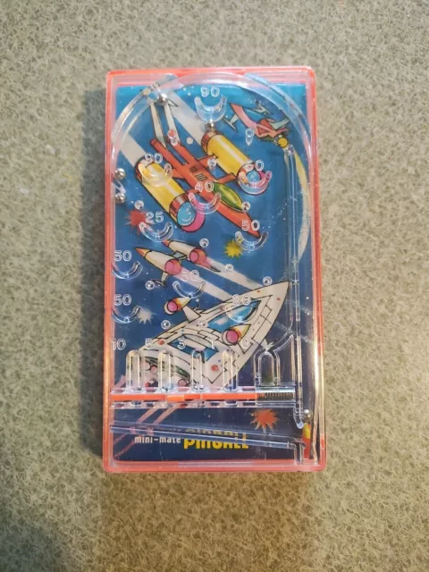 Vintage 1976 Bluebox Mini Mate Handheld Pinball Game Space Background