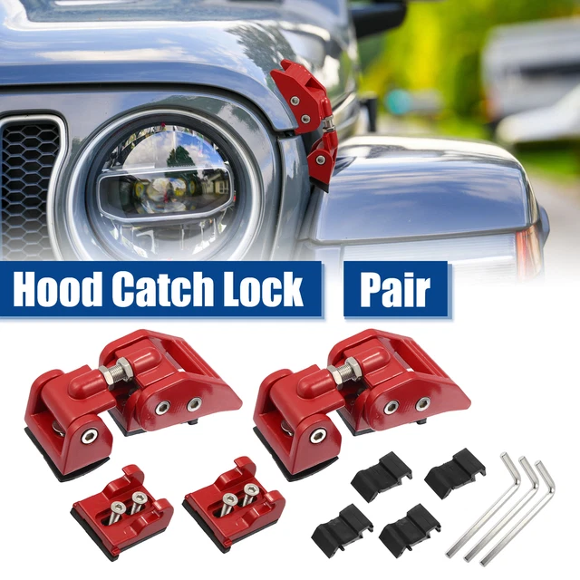 1 Pair Car Front Hood Latches Hood Catch Locking Fit for Jeep Wrangler JK Red