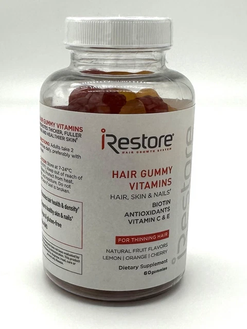 iRestore vitaminas gomosas para el cabello biotina vegana para el crecimiento del cabello, la piel y las uñas 60 unidades