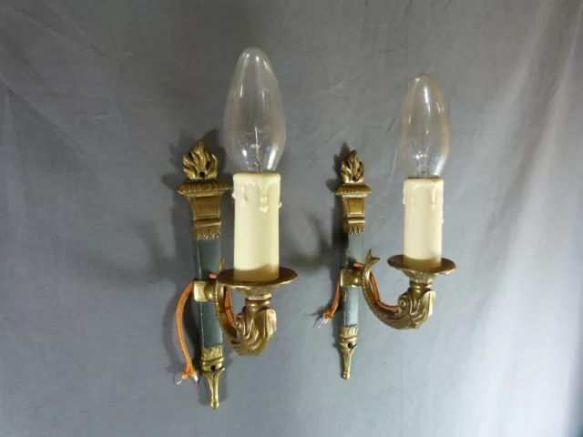 Pair of French 2nd Empire Napoleon III style wall sconces gilded bronze Dolphin