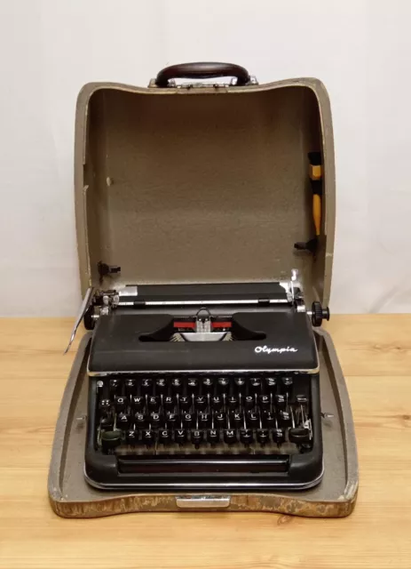 Vintage 1950s Olympia SM3 Portable Typewriter In Wooden Case - West Germany