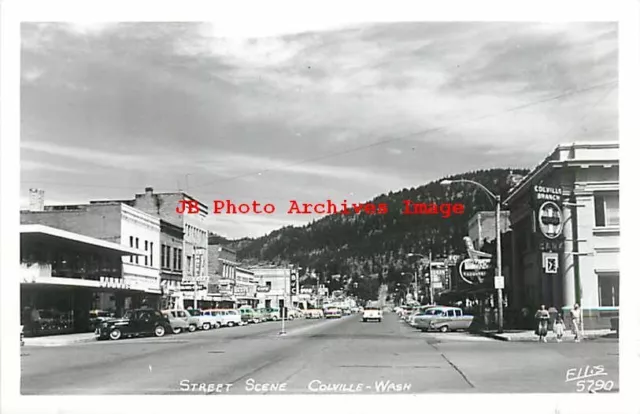 WA, Colville, Washington, RPPC, Main Street, Commercial Area,Ellis Photo No 5790