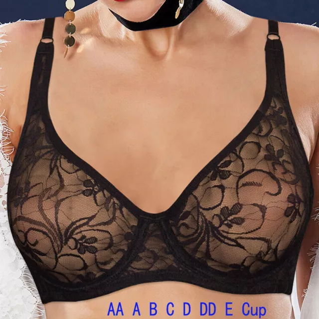 32-52 AA ABCDD Sexy Ladies Bras Lace See Through Lingerie