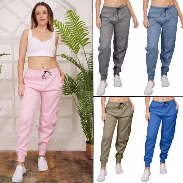 Femmes Combat Cargo Pantalon Taille Élastique Jogging Décontracté Bas Neuf