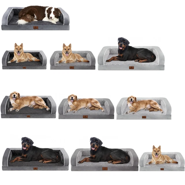 Large Jumbo Orthopedic Foam Dog Bed 3 Side Bolster Pet Sofa with Removable Cover