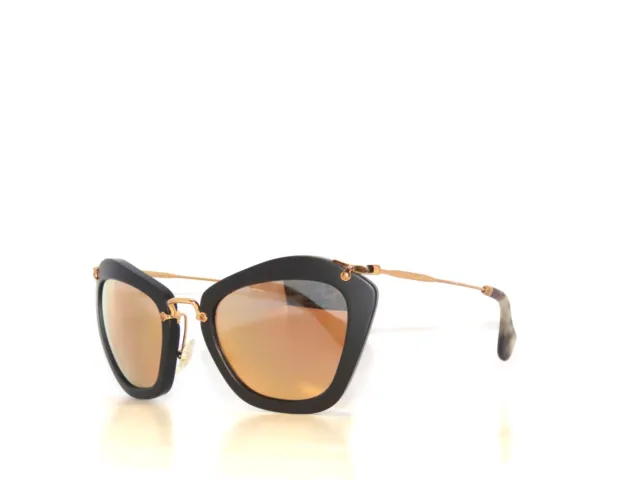 Miu Miu MiuMiu 10NS 10N 10 1BO-2D2 Matte Black Rose Gold Mirror Sunglasses