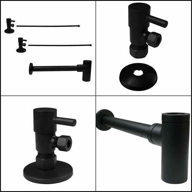 Westbrass D1438QRL-62 Pedestal Sink Lavatory Supply Line Kit with Qubic Bottle