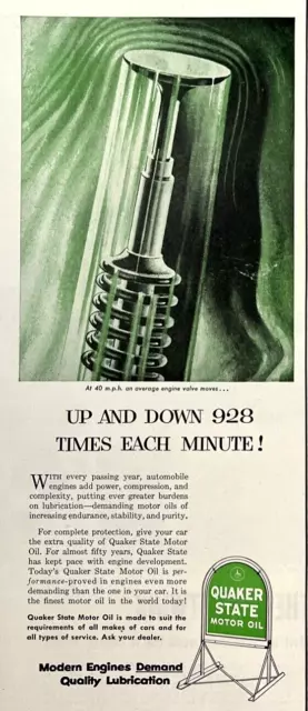 Quaker State Motor Oil 1953 Vintage Print Ad Automobile Lubrication LIFE Mag.