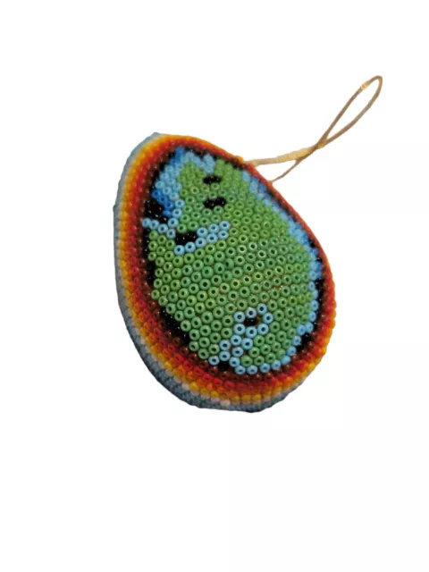 MEXICAN HUICHOL Easter Egg Ornament Native Folk Art Seed Bead Mexico