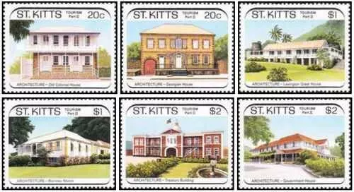 Timbres Architecture St Kitts 673/678 ** (68711EC)