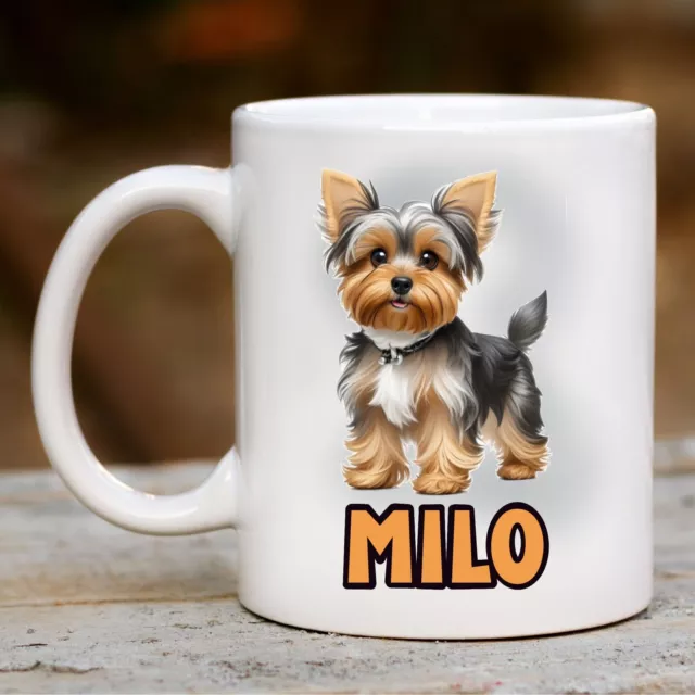 Personalised Pet Dog Mug - Cartoon Yorkshire Terrier, Ideal Gift Present