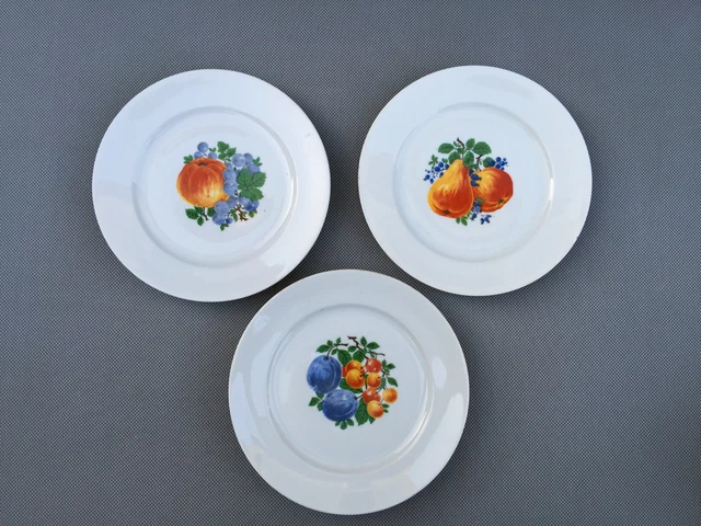 10 anciennes petites assiettes porcelaine décorées de fruits art de la table