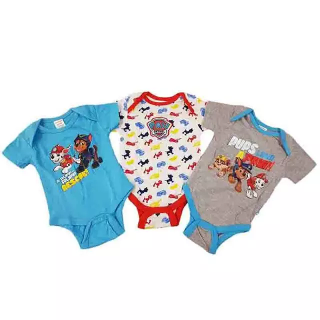 Paw Patrol Short Sleeve Body Suit Vests - 3 Pack | Newborn Baby Gift | Clothes