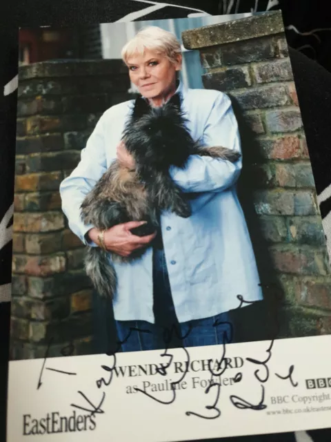 BBC EastEnders Pauline Fowler Wendy Richard Signed Cast Card Autograph