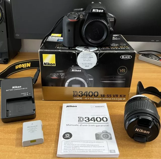 Nikon D3400 24MP + 18-55mm Kit + Zubehörpaket in BOX wie neu, ca. 5350 Aufnahmen