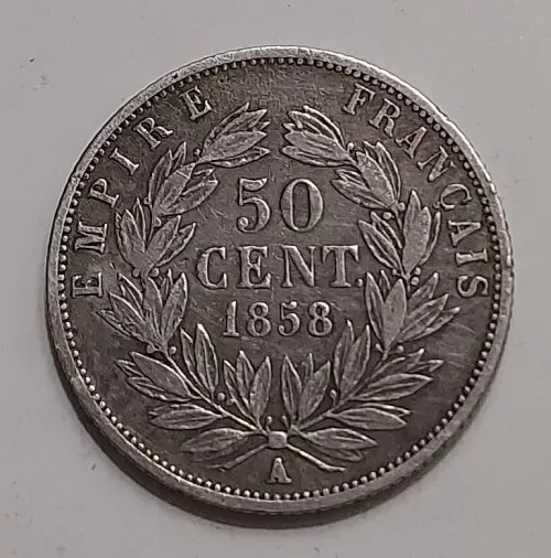 FRANCE - Monnaie de 50 Centimes argent type Napoléon III de 1858 A (Paris)