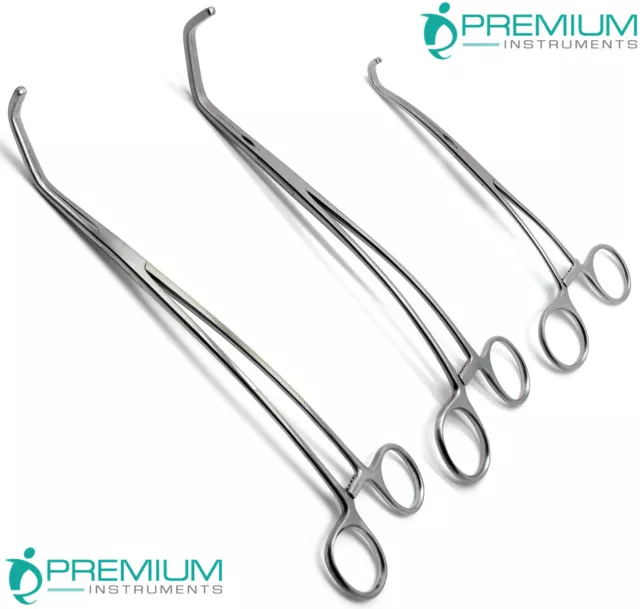 3 Pcs Surgical Forceps Satinsky Cooley Debakey Veterinary Premium Instruments