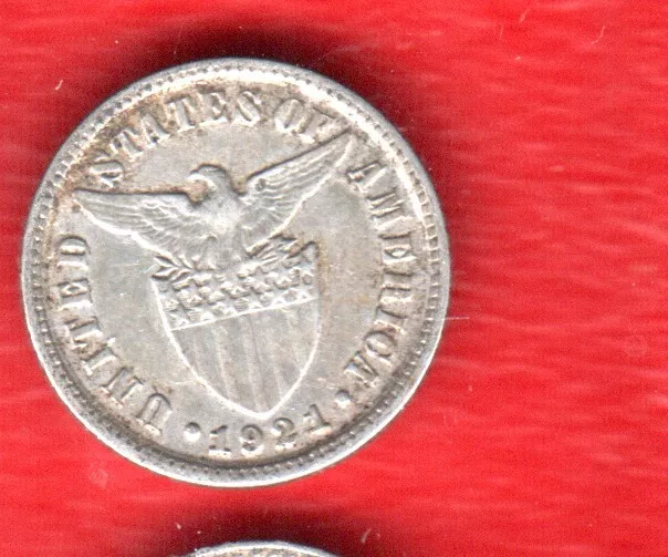 Philipinas 10 Cents 1921 Silver