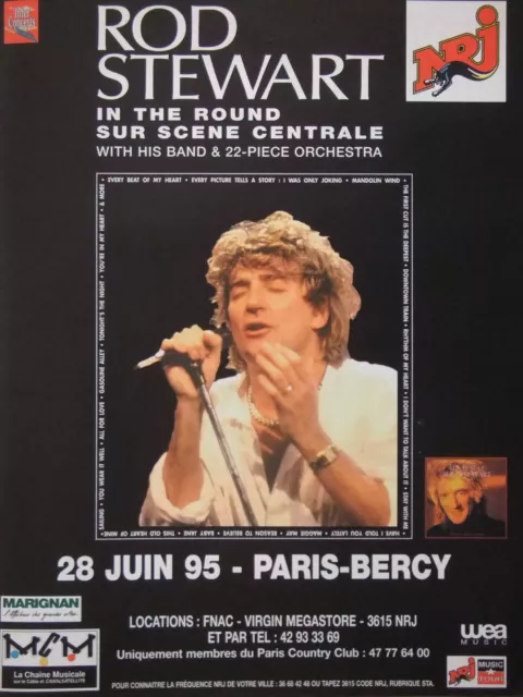 Publicité De Presse 1995 Radio Nrj Avec Rod Stewart A Paris Bercy 1995