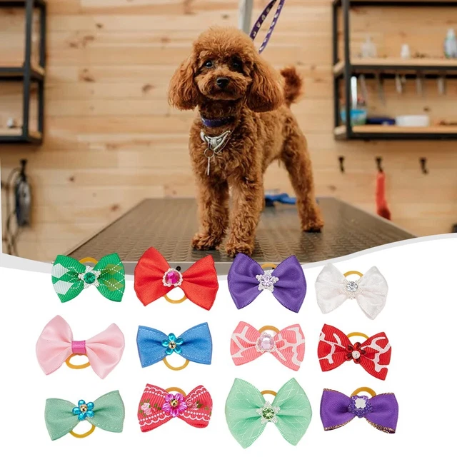 100x Arcos de Cabello Surtidos para Perro Gato Mascota Moño Topknot Preparación del Cabello Nuevos