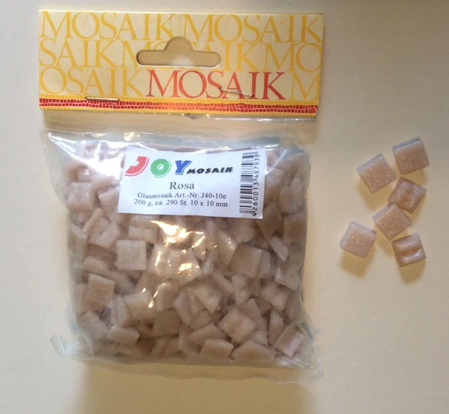 Mosaik Joy-Glas Rosa, 10x10x4 mm, 1 Beutel - 200 g (ca. 290 Steine)