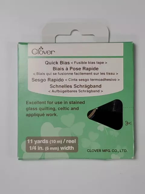 Clover 700-1128 Quick Fusible Bias Tape, 1/4-Inch Wide by 11-Yard, Black NEW