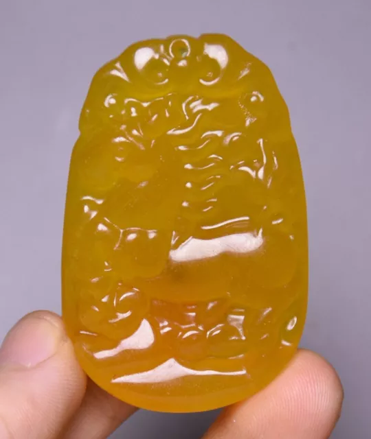 7CM Chine Hongshan Culture Hetian Jade Fengshui Dragon Bête Amulette Pendentif