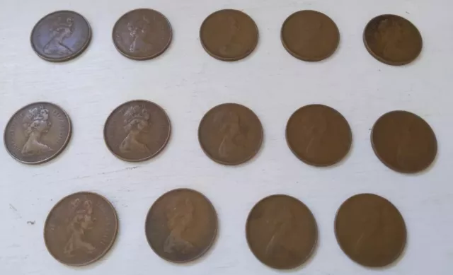 14 Queen Elizabeth II - 2p Decimal Coins Dated 1971
