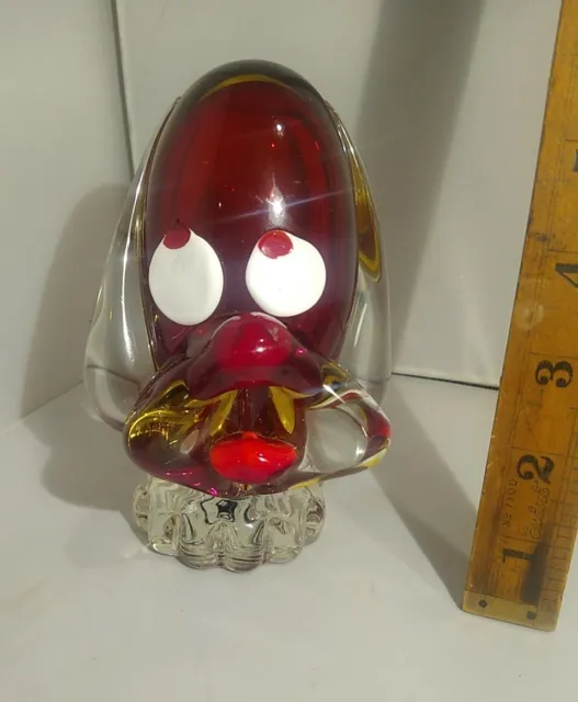 Vintage Mtarfa.  Malta Hand Made  Glass Dog  Red Figurine Paperweight 14cm