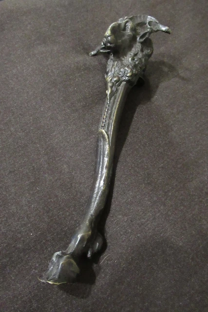 Ancien Heurtoir De Porte En Bronze Tete De Bélier