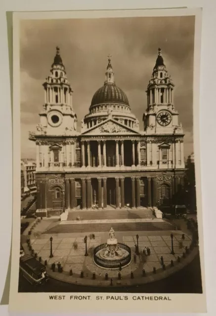 Vintage Unposted B&W Postcard - West Front, St Paul's Cathedral