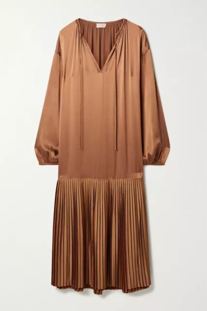 By Malene Birger Lemona Oversized Pleat-Detailed Satin Midi Dress (NWT) Size 44