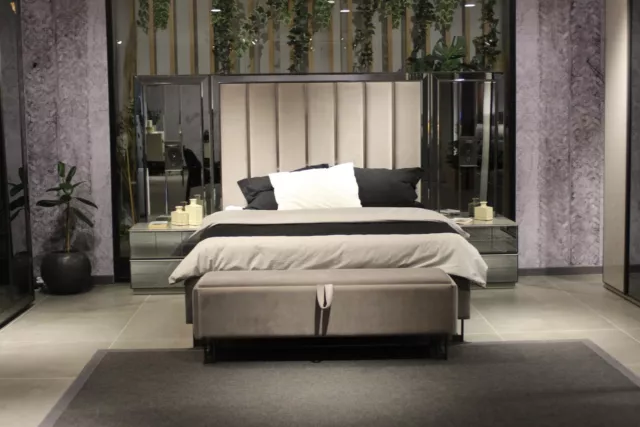 Luxe Chambre à Coucher Set Lit + 2x Nachttische Complet Chambre Meuble, Neuf