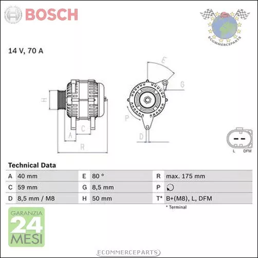 Alternatore Bosch per SEAT IBIZA III IV II CORDOBA AROSA SKODA ROOMSTER FABI #di